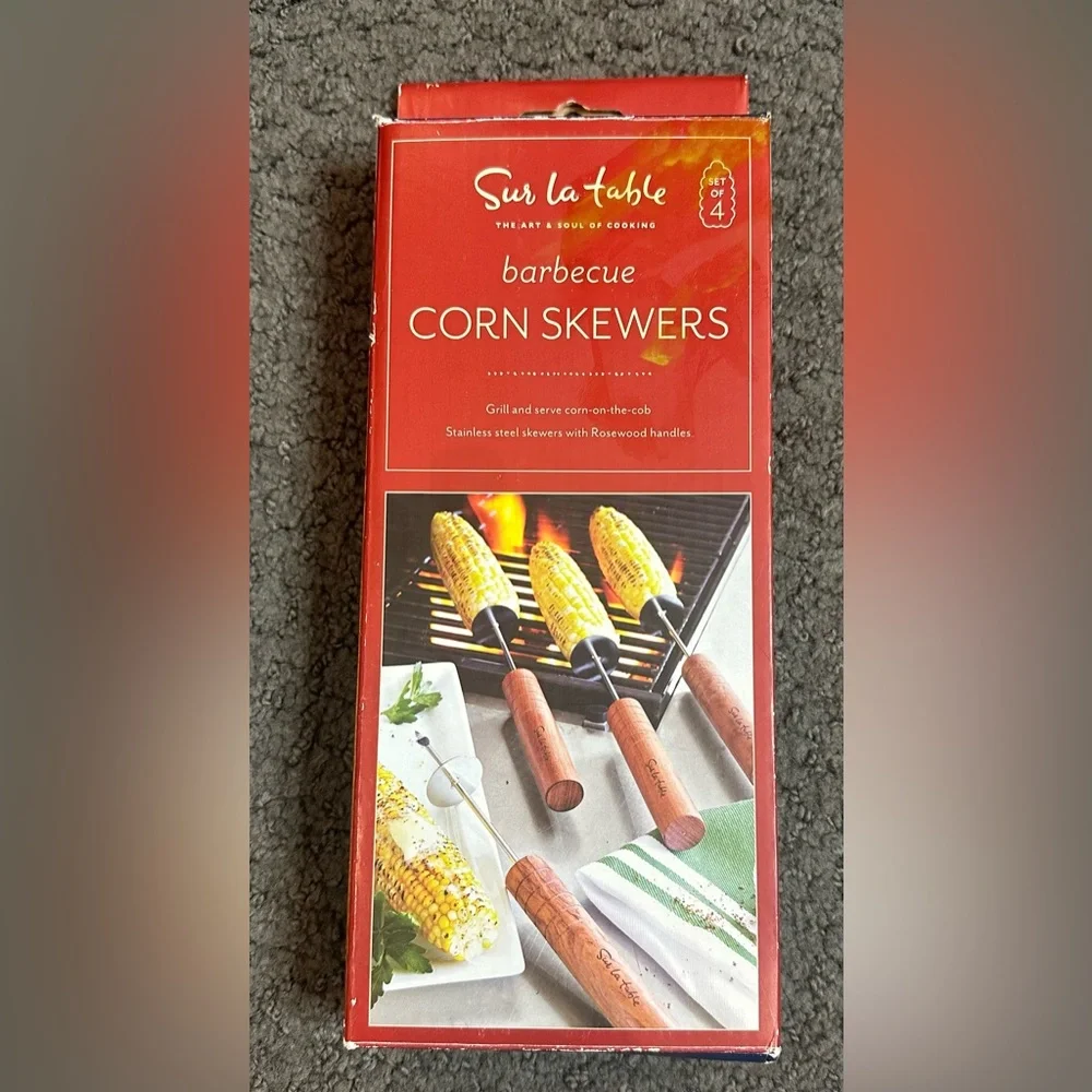 Sur La Table Barbecue Corn Skewers Stainless Steel Wood Handle